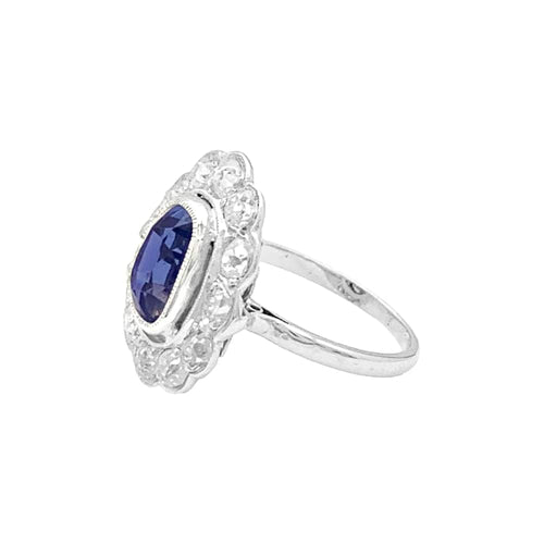 Bague 50 Bague pompadour en platine avec saphir et diamants 58 Facettes 34995