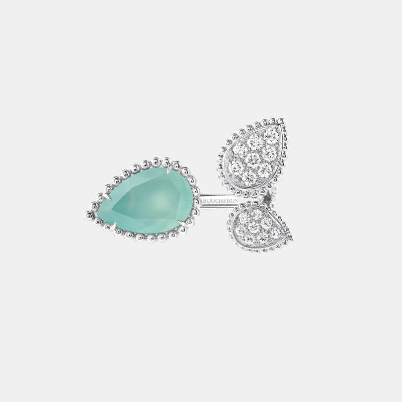 Bague Serpent Bohème Or blanc Aquaprase 2.99ct 3 motifs