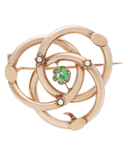 Broche Trilogie - Broche en or rose 18K avec péridot et perles 58 Facettes BO210340/TRILOGIE