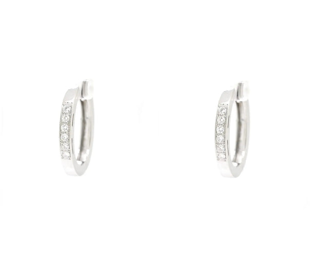 Boucles d'oreilles Boucles d’oreilles créoles en or blanc 18 ct avec diamants 0,24 ct 58 Facettes 14008