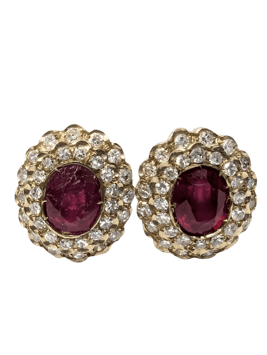 Boucles d'oreilles Boucles d'oreilles or jaune avec rubis et diamants 58 Facettes