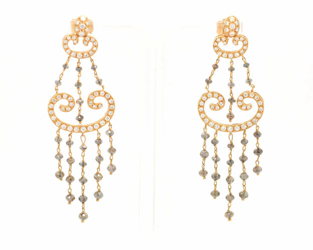 Boucles d'oreilles Boucles d’oreilles en or rose 18 ct avec diamants blancs et noirs 58 Facettes 8910