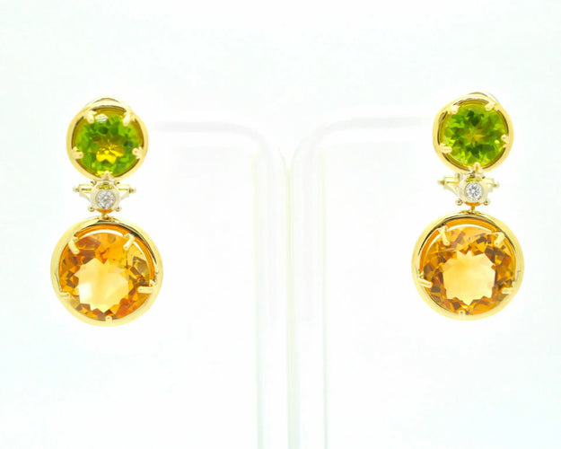 Boucles d'oreilles Mangiarotti - Boucles d’oreilles en or jaune 18 ct, quartz et diamants 58 Facettes 8145
