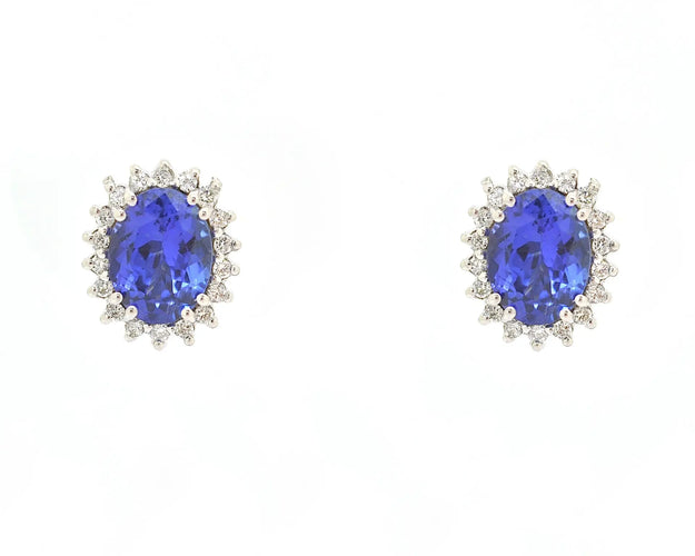 Boucles d'oreilles Boucles d’oreilles en or blanc 18 carats avec tanzanites et diamants 58 Facettes 12247