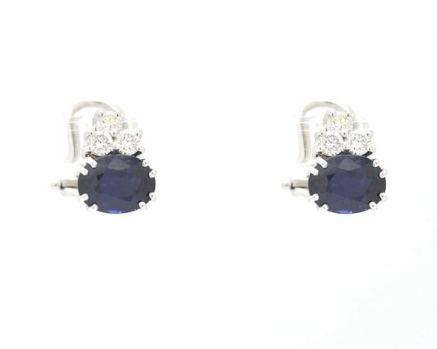 Boucles d'oreilles Boucles d’oreilles en or blanc 18 ct avec saphirs et diamants 58 Facettes 9615