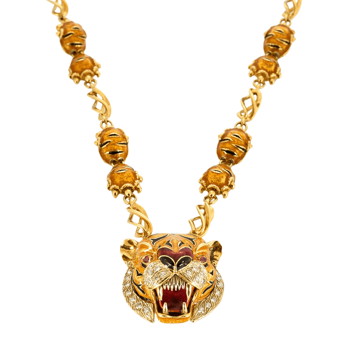 Collier FRASCAROLO - Sautoir tigre émail diamants rubis 58 Facettes 12155