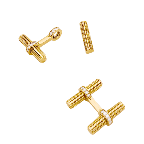 Boutons de manchette Van Cleef & Arpels - Boutons de manchette en or jaune et diamants 58 Facettes 34578