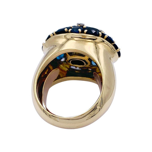 Bague 59 Bague boule vintage en or jaune 18 carats, saphirs et diamants 58 Facettes 29238