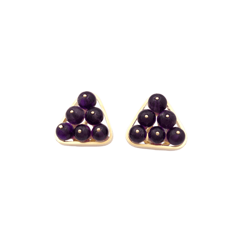 Boucles d'oreilles Clips d'oreilles vintage or jaune, améthyste. 58 Facettes 34432