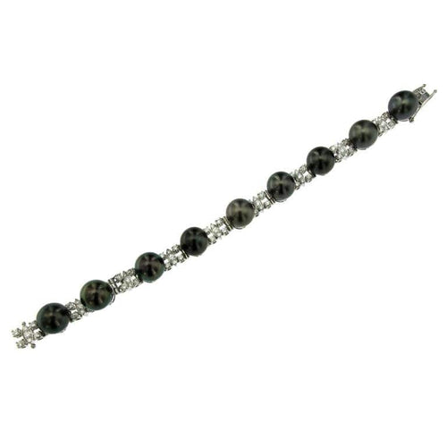 Bracelet Bracelet perles de Tahiti et diamants en or blanc 18k 58 Facettes B7