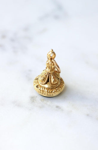 Pendentif Pendentif cachet en or jaune 18k et jaspe sanguin 58 Facettes