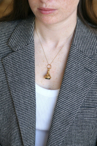 Pendentif Pendentif cachet en or jaune 18k et jaspe sanguin 58 Facettes