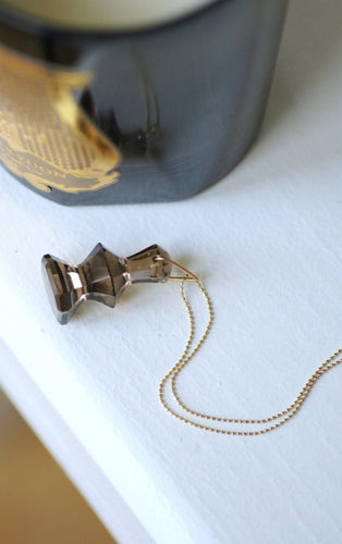 Pendentif Pendentif cachet géométrique en or rose 18k et quartz fumé 58 Facettes