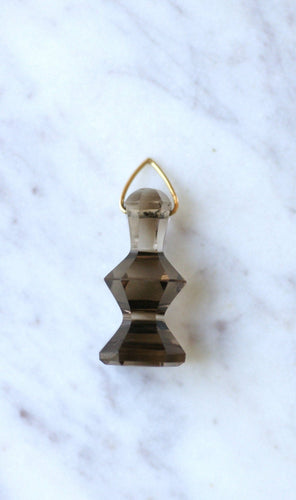 Pendentif Pendentif cachet géométrique en or rose 18k et quartz fumé 58 Facettes