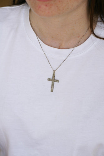 Pendentif Pendentif croix Art déco en or et platine, perles et diamants 58 Facettes