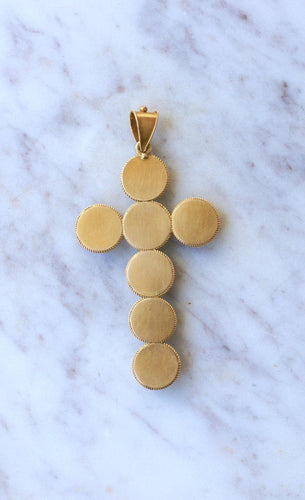 Pendentif Pendentif croix cabochons d’agates en or jaune 14kt 58 Facettes