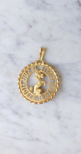 Pendentif Pendentif médaille caniche en or jaune 18k « Je suis fidèle » 58 Facettes