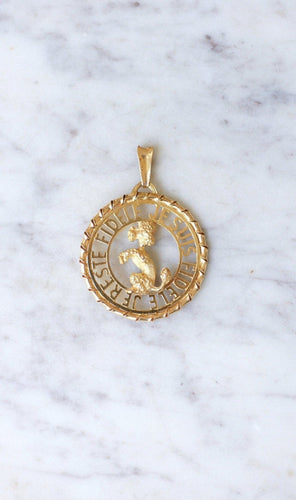 Pendentif Pendentif médaille caniche en or jaune 18k « Je suis fidèle » 58 Facettes