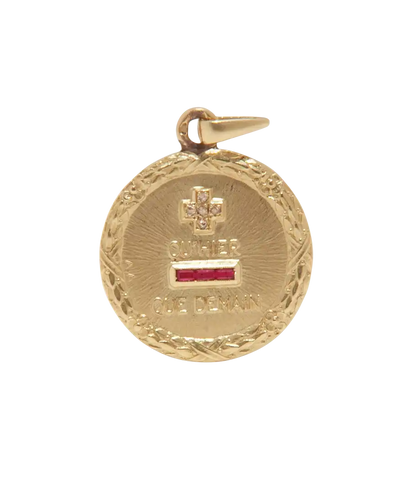 Pendentif + Qu’hier – que demain - Pendentif en or jaune 18K avec rubis et diamants 58 Facettes BO210507/+QUHIER-QUEDEMAIN