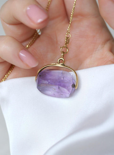 Pendentif Pendentif - Sceau pivotant en améthyste en or jaune 18k 58 Facettes