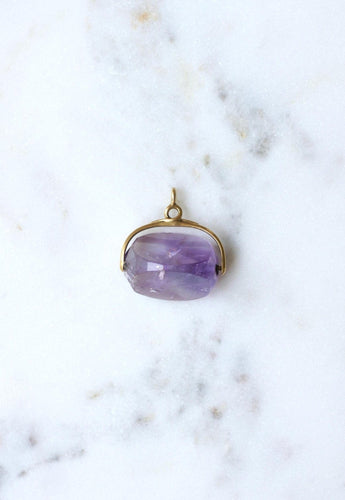 Pendentif Pendentif - Sceau pivotant en améthyste en or jaune 18k 58 Facettes
