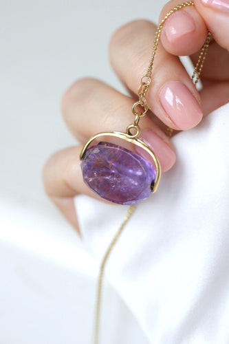 Pendentif Pendentif - Sceau pivotant en améthyste en or jaune 18k 58 Facettes