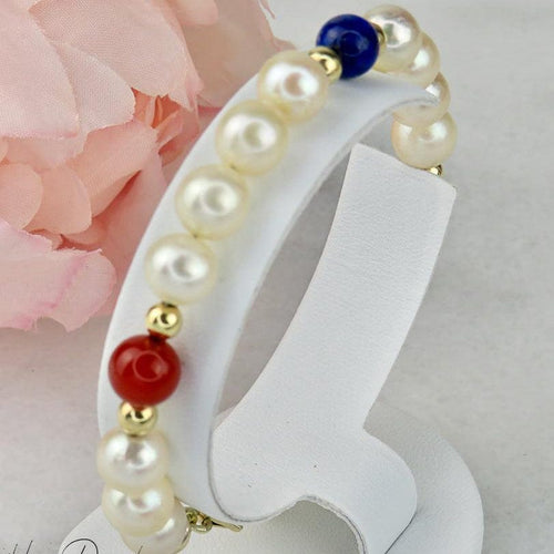Bracelet Bracelet de perles en or 14 carats avec pierres fines 58 Facettes 2306