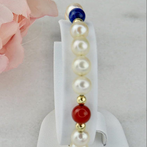 Bracelet Bracelet de perles en or 14 carats avec pierres fines 58 Facettes 2306