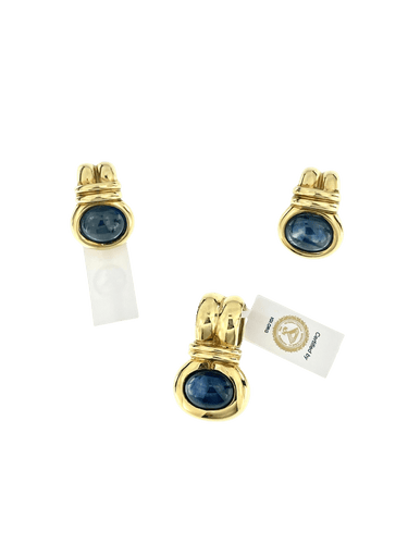 Pendentif Boucles d'oreilles et pendentifs en or jaune avec saphirs de Ceylan 58 Facettes