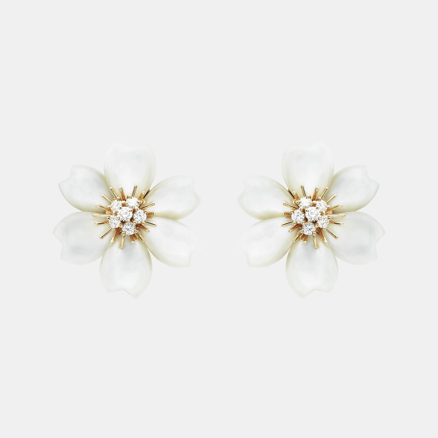 Boucles d'oreilles Rose de Noël Or jaune Diamant 0.97ct