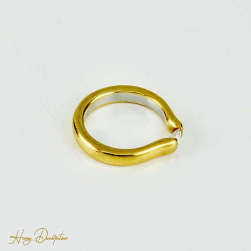 Bague 53 Spannring - Bague vintage en platine 950 avec manteau en or 750 et diamant 58 Facettes 2090