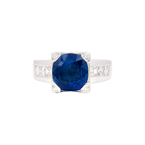 Bague 53 Bague en or blanc 750 sertie d’un saphir et diamants 58 Facettes 34263