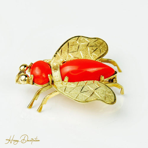 Pendentif Pendentif abeille - Pendentif en or jaune 18 carats et corail 58 Facettes 2020