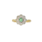 Bague 48 Bague vintage florale en or jaune 750, émeraude et diamants 58 Facettes