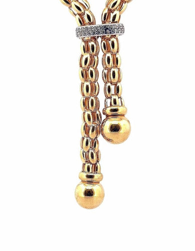 Collier Collier maille Popcorn à pompons en or 18 carats 58 Facettes