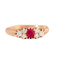 Bague 58 Bague antique rubis et diamants en or rose 14 carats 58 Facettes