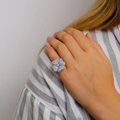 Bague 47 Bague Fleur Diamants 58 Facettes
