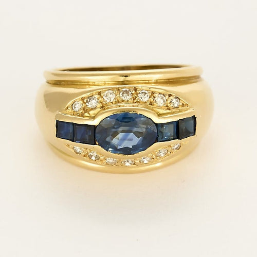 Bague 50 Bague en or jaune saphir et diamants 58 Facettes REU1222