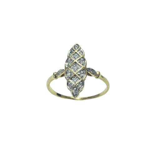 Bague 59 Bague marquise pavée en or jaune 18 carats et diamants 0,13 ct 58 Facettes 250278
