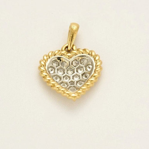 Pendentif Van Cleef & Arpels - Pendentif cœur pavé de diamants en or jaune et platine 58 Facettes MB6