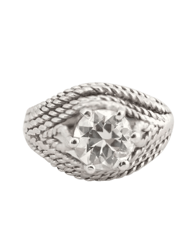 Bague 47.5 Bague Dôme en or blanc 18 carats et diamant 0,85 ct 58 Facettes