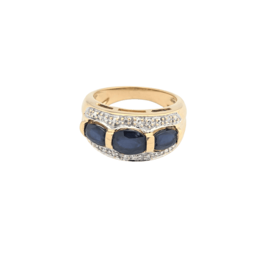 Bague 51.5 Bague en or jaune 18 carats avec saphirs et diamants 58 Facettes 30891