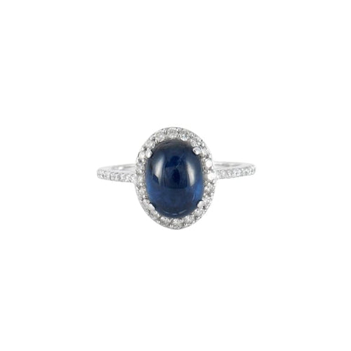 Bague 54.5 Bague Saphir cabochon Diamants 58 Facettes