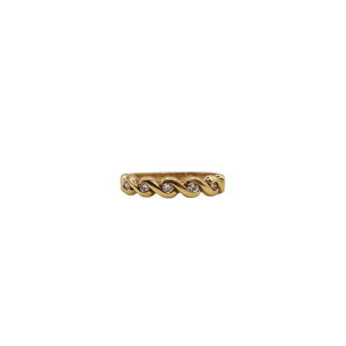 Bague 55 Demi-alliance or jaune 18 carats sertie de diamants 58 Facettes