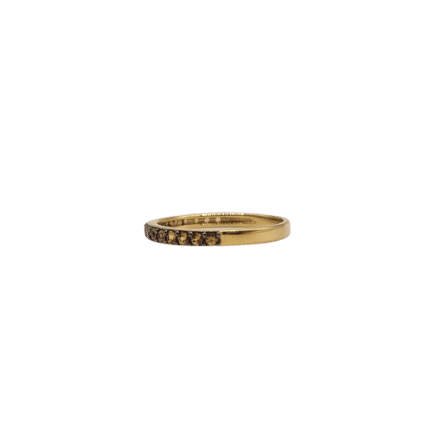Bague 54 Demi-alliance or jaune 18 carats sertie de saphirs oranges 58 Facettes