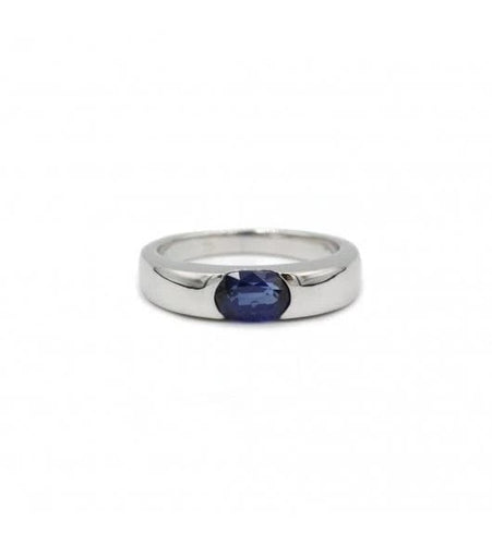Bague 52 Bague en or blanc 750‰ sertie d’un saphir ovale 58 Facettes 230026SP