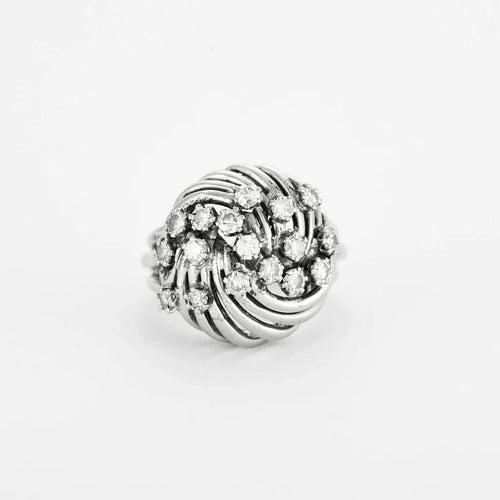 Bague 48 Bague or blanc sertie de diamants naturels 58 Facettes