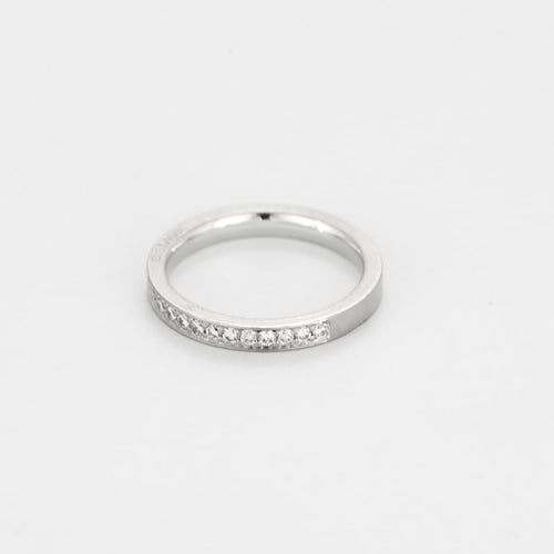 Bague 48 Alliance semi pavée en or blanc et diamants 58 Facettes SAP0658