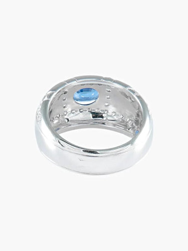 Bague 54 Bague solitaire matelassée en or gris et saphir ovale, diamants 58 Facettes 418 00231