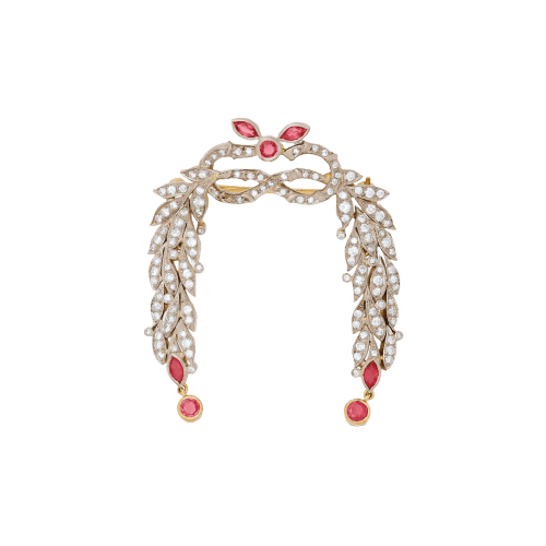 Broche Broche nœud - Or avec rubis et diamants 58 Facettes 22828